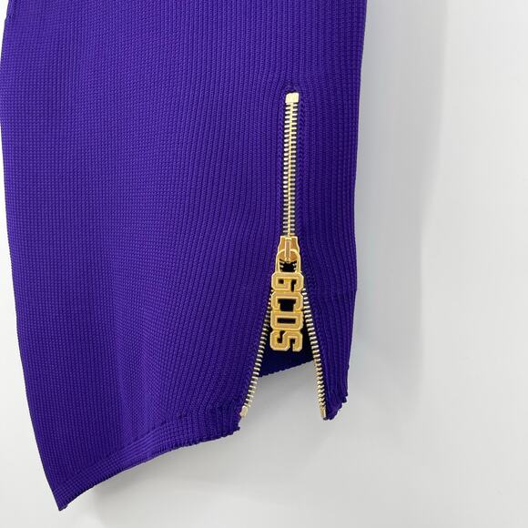 GCDS | Asymmetric Logo Zip Detail Ribbed Knit Mini Skirt In Purple S - Picture 9 of 9